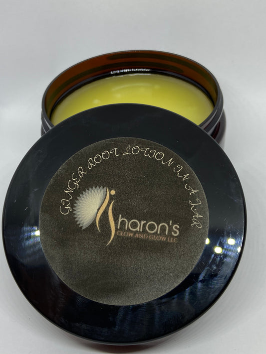 Ginger root lotion in a jar